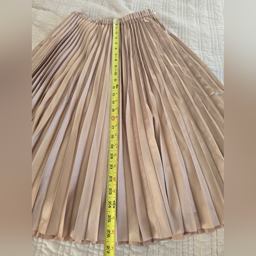 Pleated Midi Skirt in Blush Taupe - Picture 4 of 4